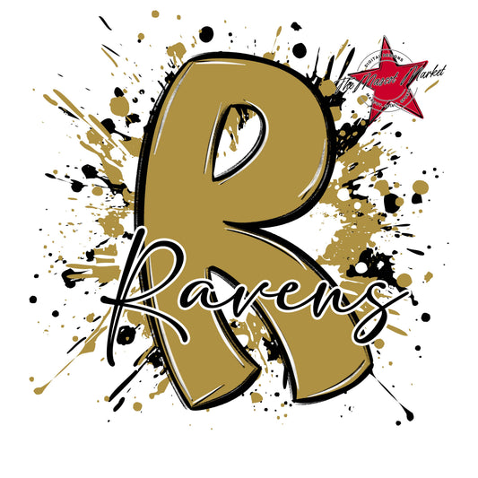 Ravens Mascot Splatter-Gold