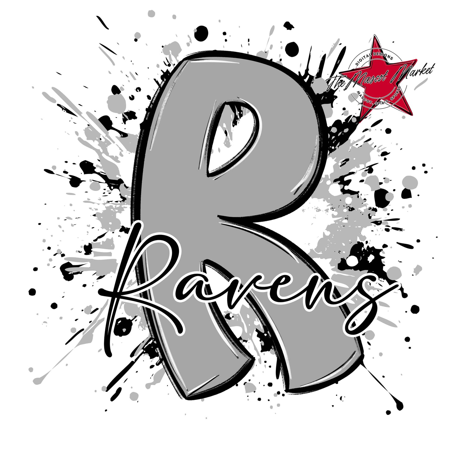 Ravens Mascot Splatter-Grey