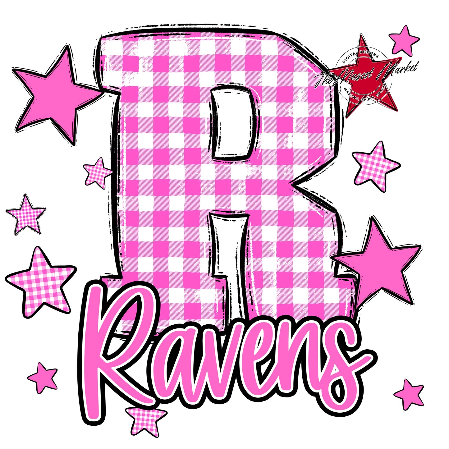 Ravens Plaid Star Design-Baby Pink