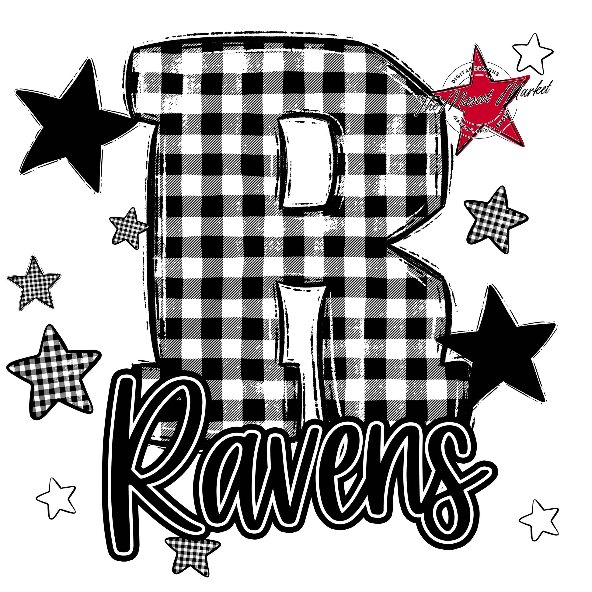 Ravens Plaid Star Design-Black