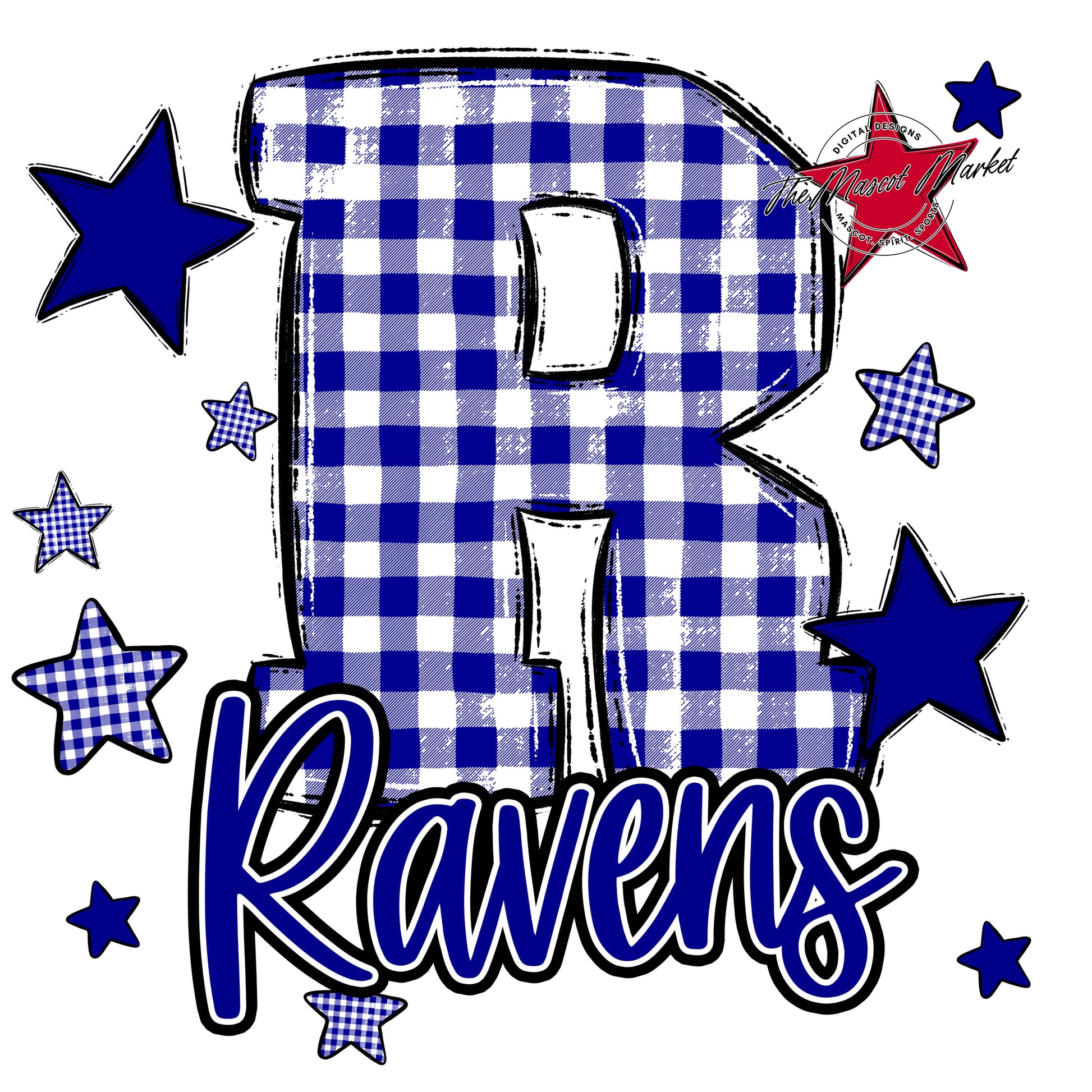 Ravens Plaid Star Design-Blue