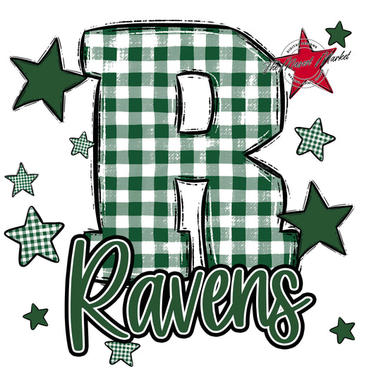 Ravens Plaid Star Design-Green