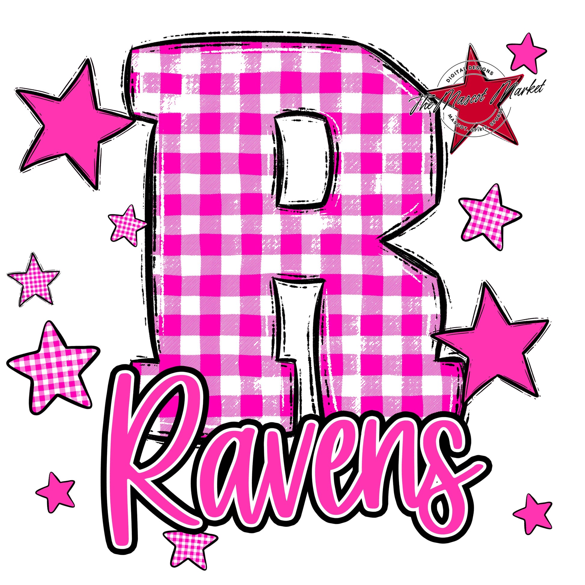 Ravens Plaid Star Design-Pink