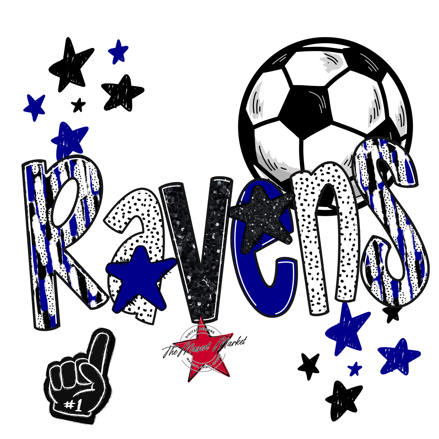 Ravens Soccer Scrape-Blue