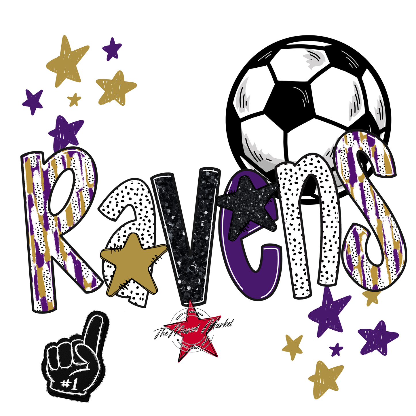 Ravens Soccer Scrape-Purple-Gold