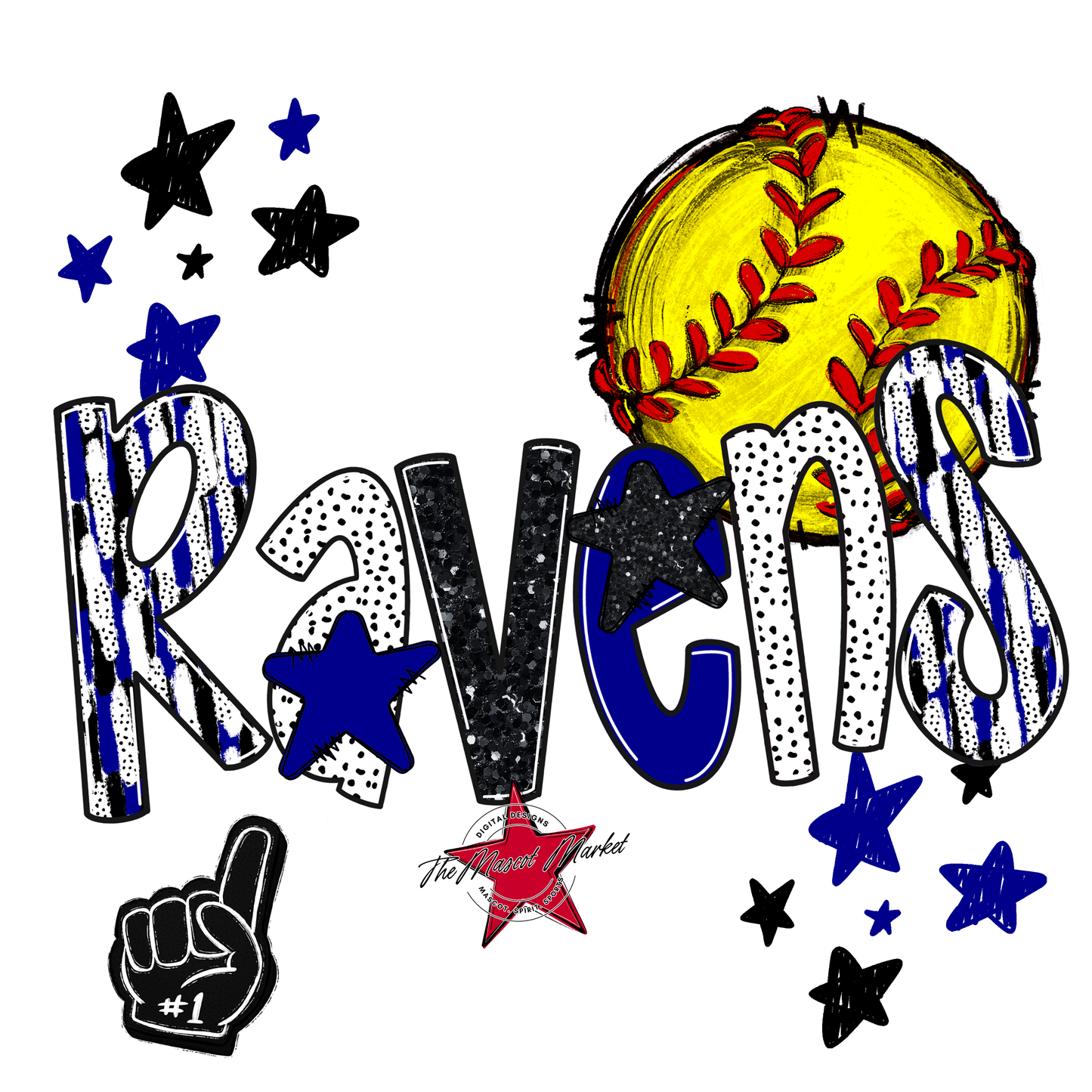 Ravens Softball Scrape-Blue