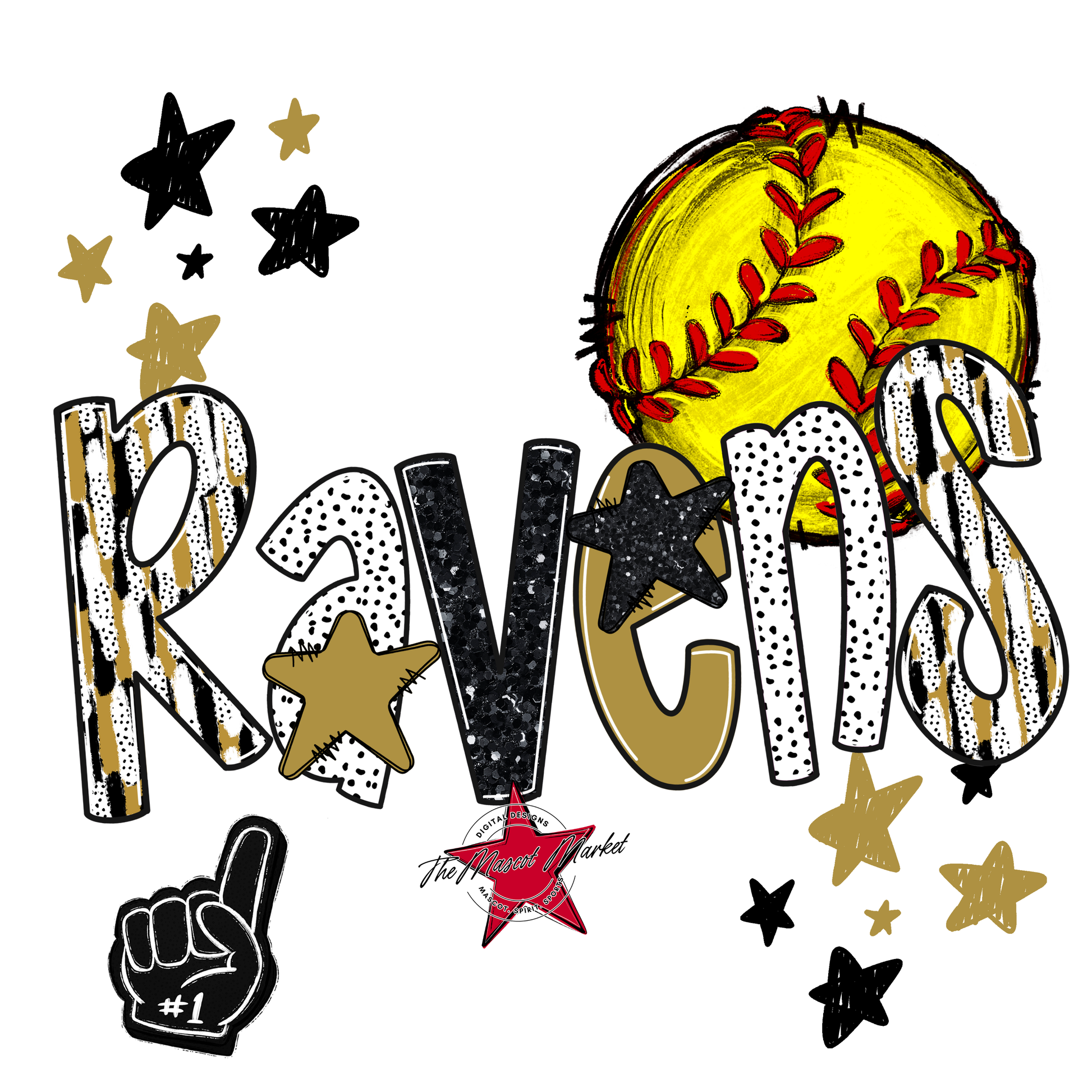 Ravens Softball Scrape-Gold