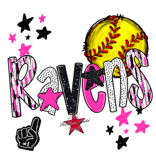 Ravens Softball Scrape-Pink