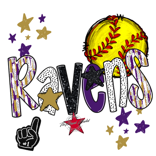 Ravens Softball Scrape-Purple-Gold