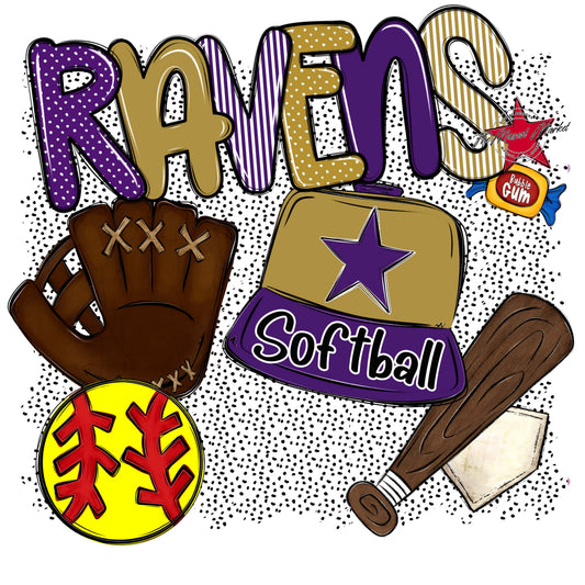 Ravens Softball Spirit-Purple & Gold