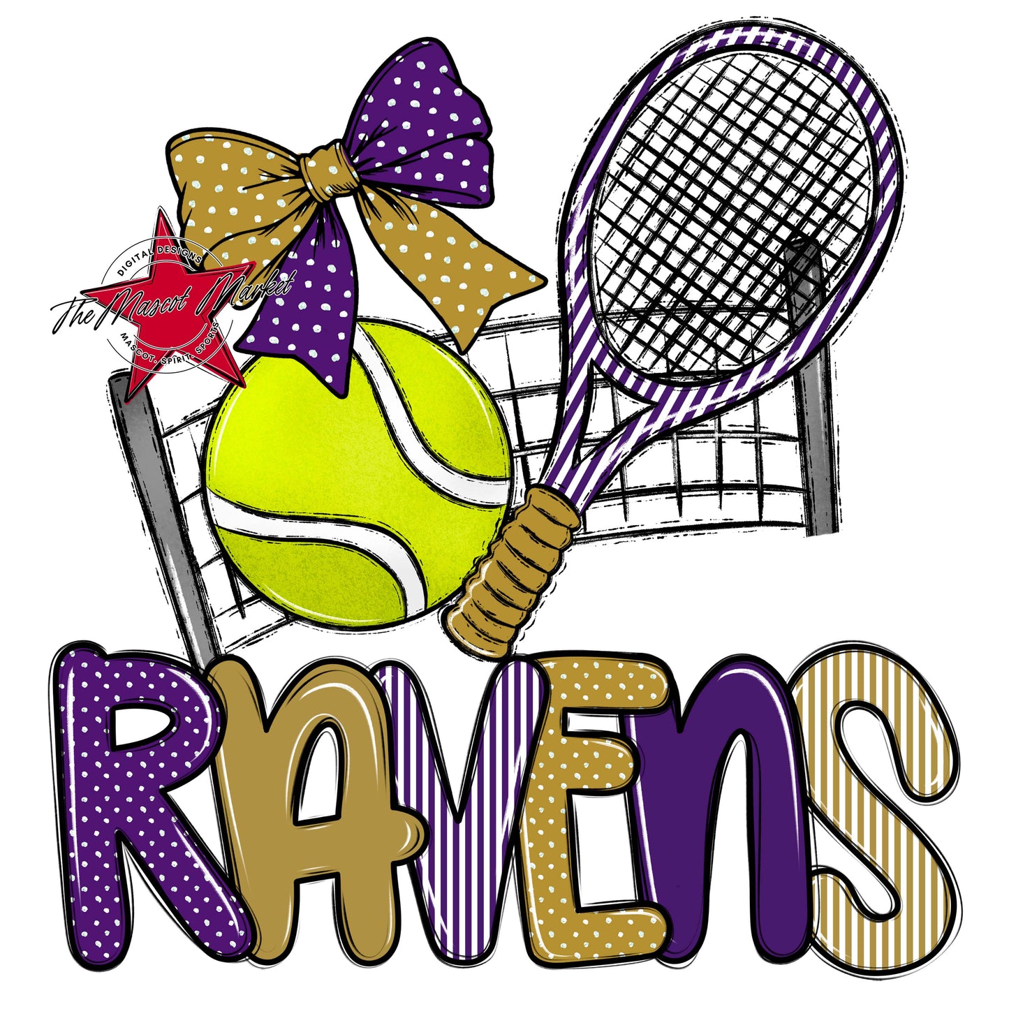 Ravens Tennis Spirit Design-Purple & Gold