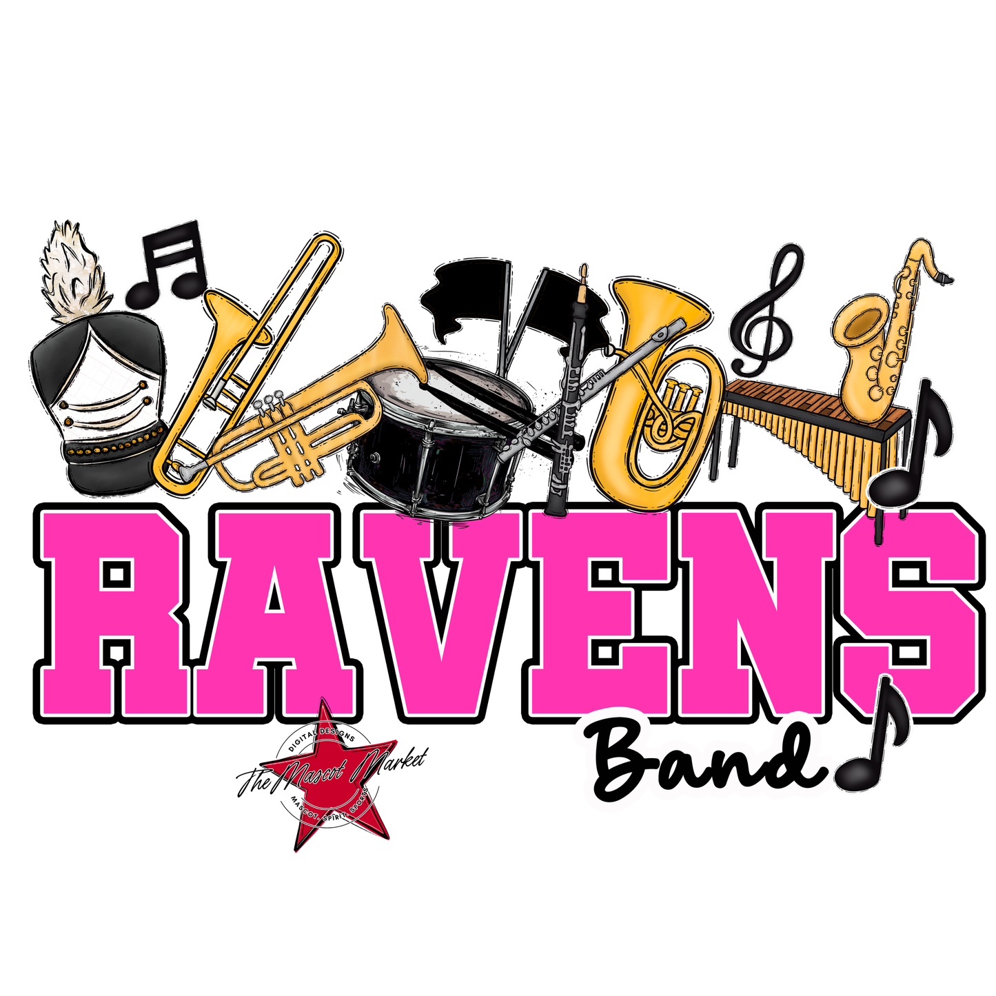 Ravens Varsity Band-Pink