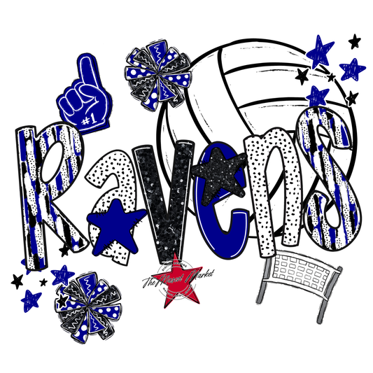 Ravens Volleyball Scrape-Blue