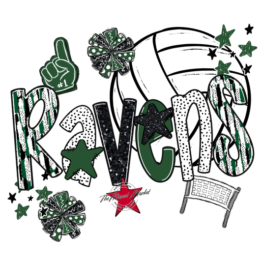 Ravens Volleyball Scrape-Green