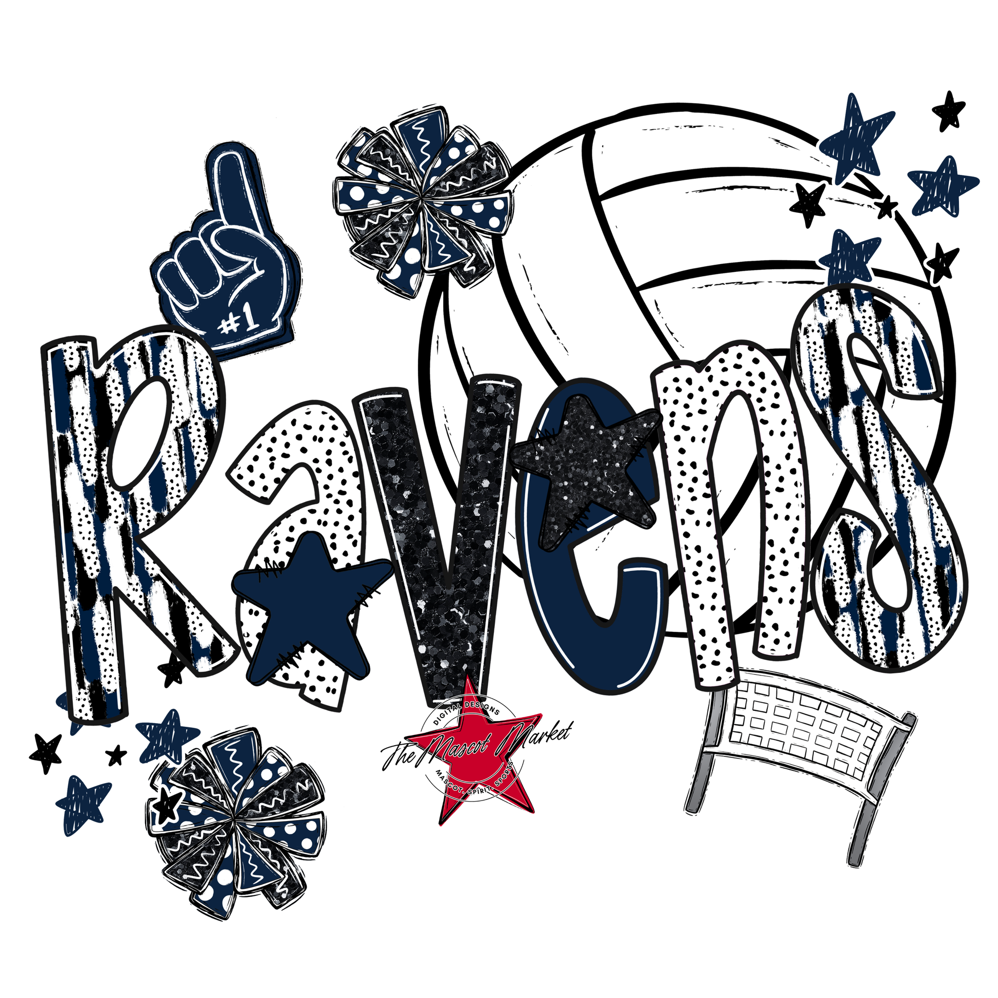Ravens Volleyball Scrape-Navy
