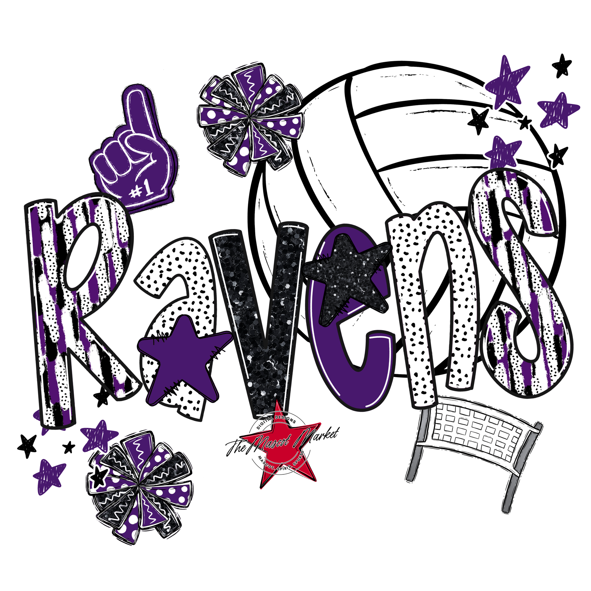 Ravens Volleyball Scrape-Purple