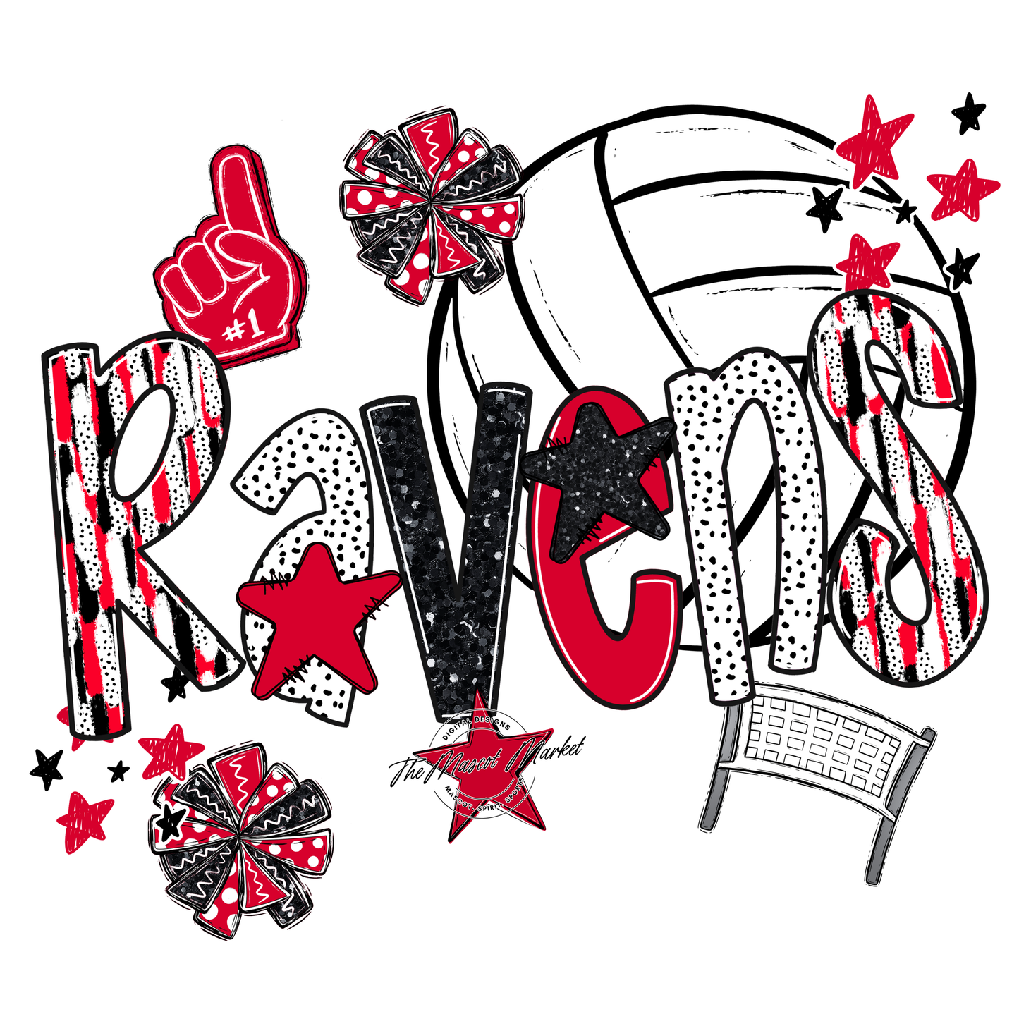 Ravens Volleyball Scrape-Red