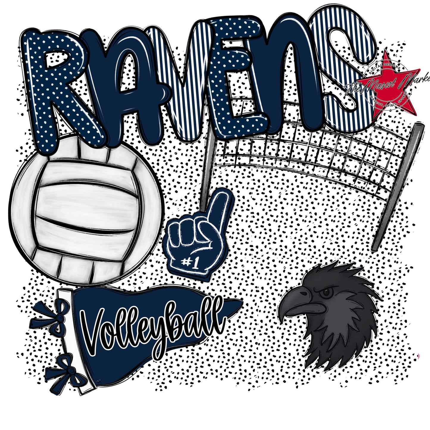 Ravens Volleyball Spirit-Navy