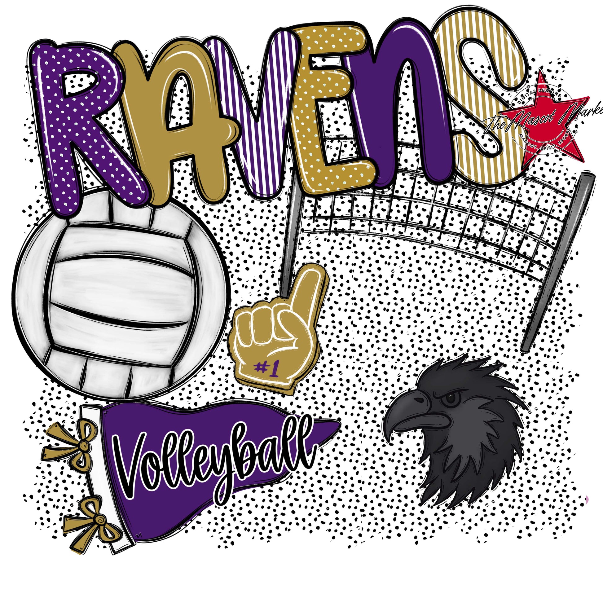 Ravens Volleyball Spirit-Purple & Gold