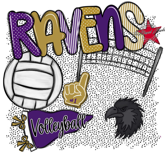 Ravens Volleyball Spirit-Purple & Gold