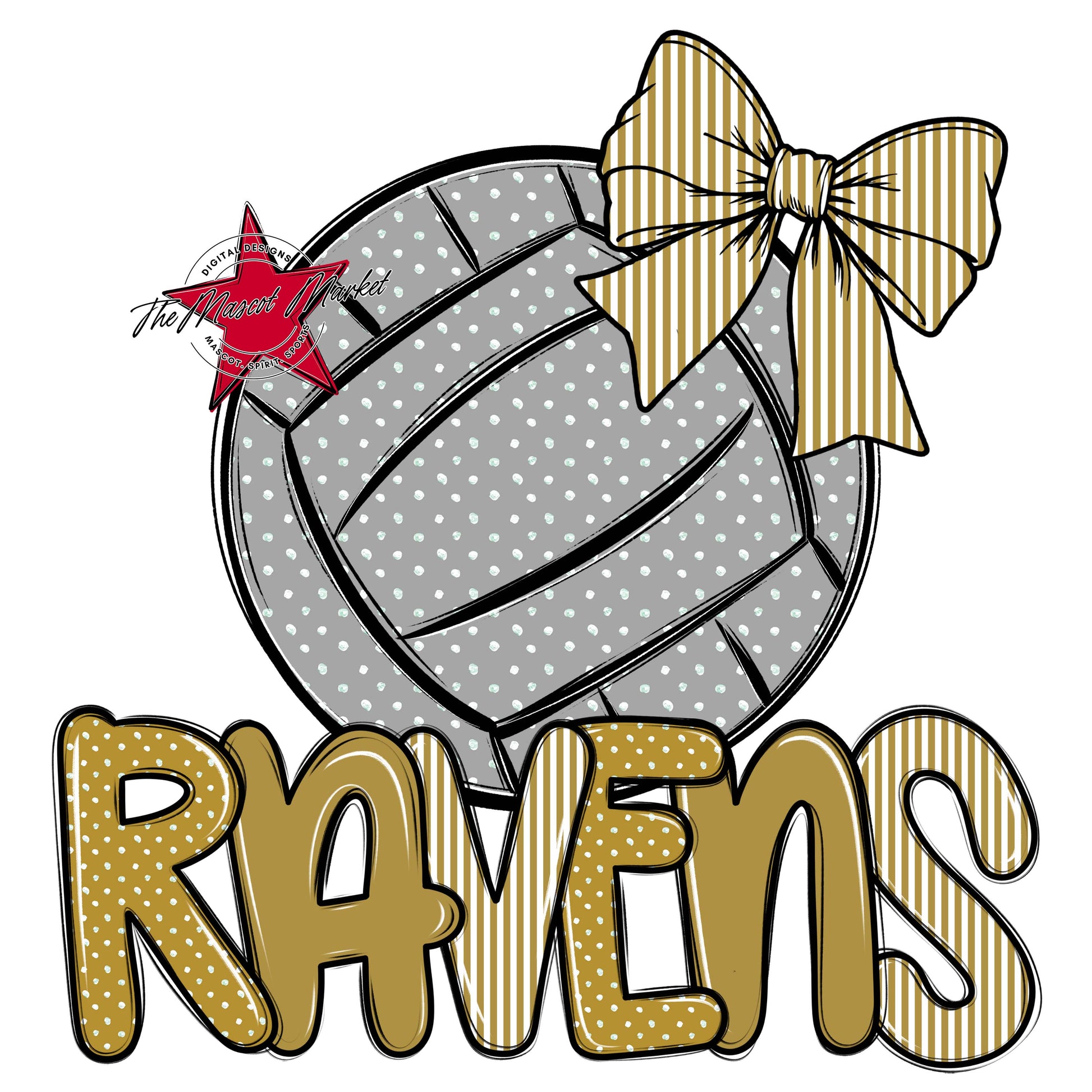Ravens Volleyball Spirit Design-Gold