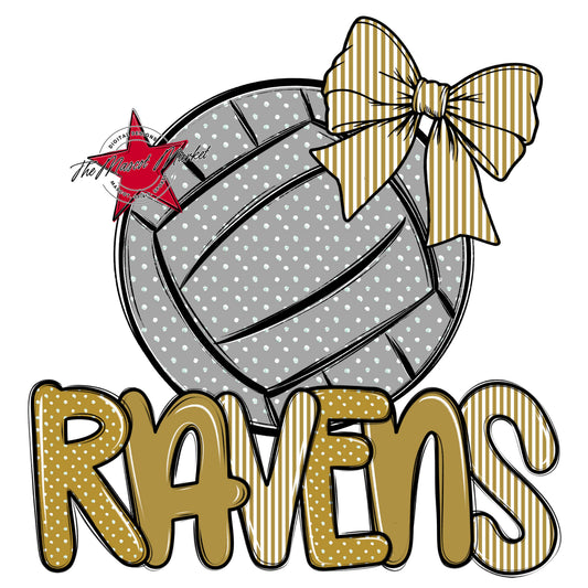 Ravens Volleyball Spirit Design-Gold