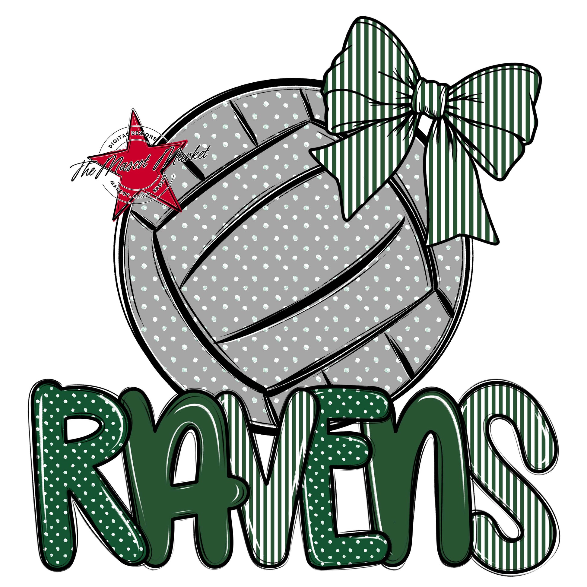 Ravens Volleyball Spirit Design-Green
