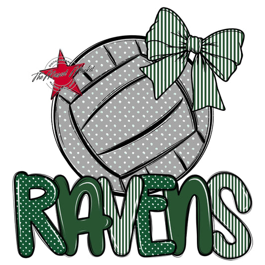 Ravens Volleyball Spirit Design-Green