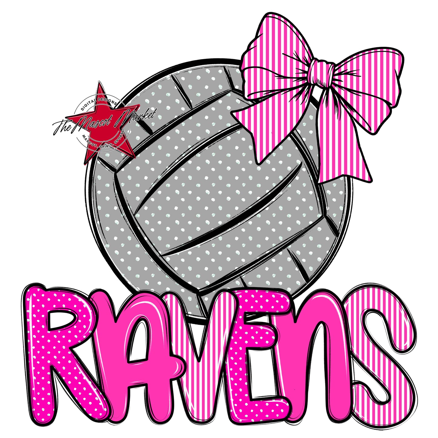 Ravens Volleyball Spirit Design-Pink