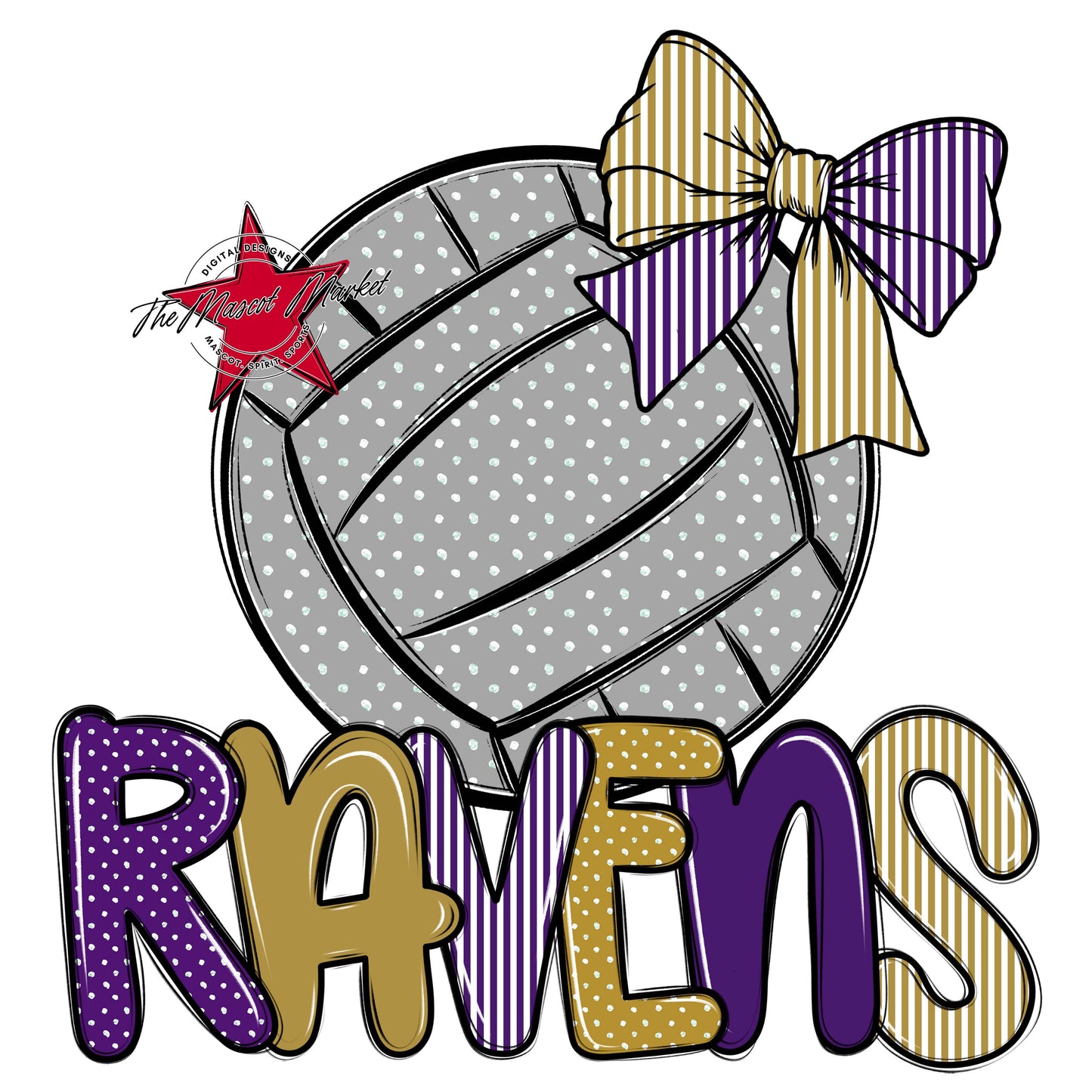 Ravens Volleyball Spirit Design-Purple & Gold