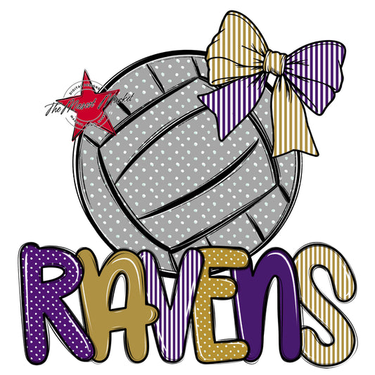 Ravens Volleyball Spirit Design-Purple & Gold