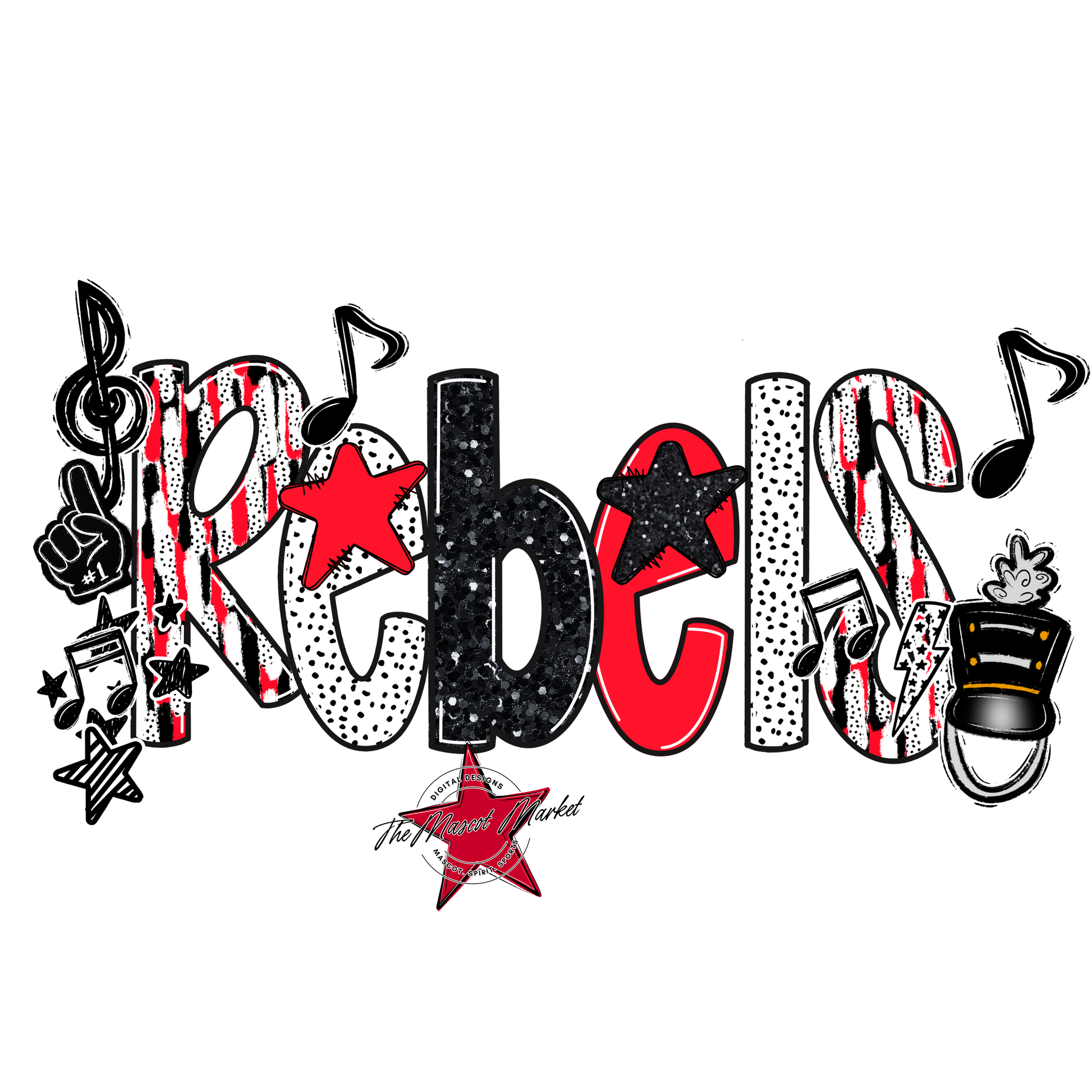 Rebels Band Scrape-Bright Red