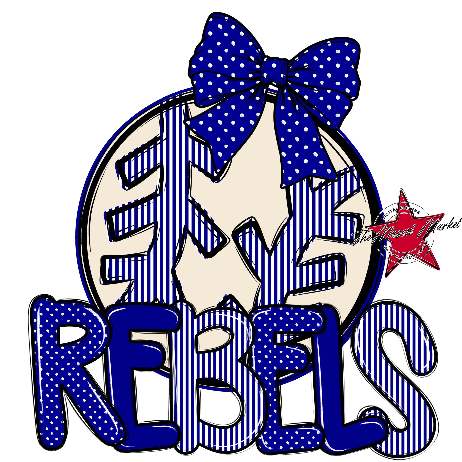 Rebels Baseball-Softball Spirit Design-Blue