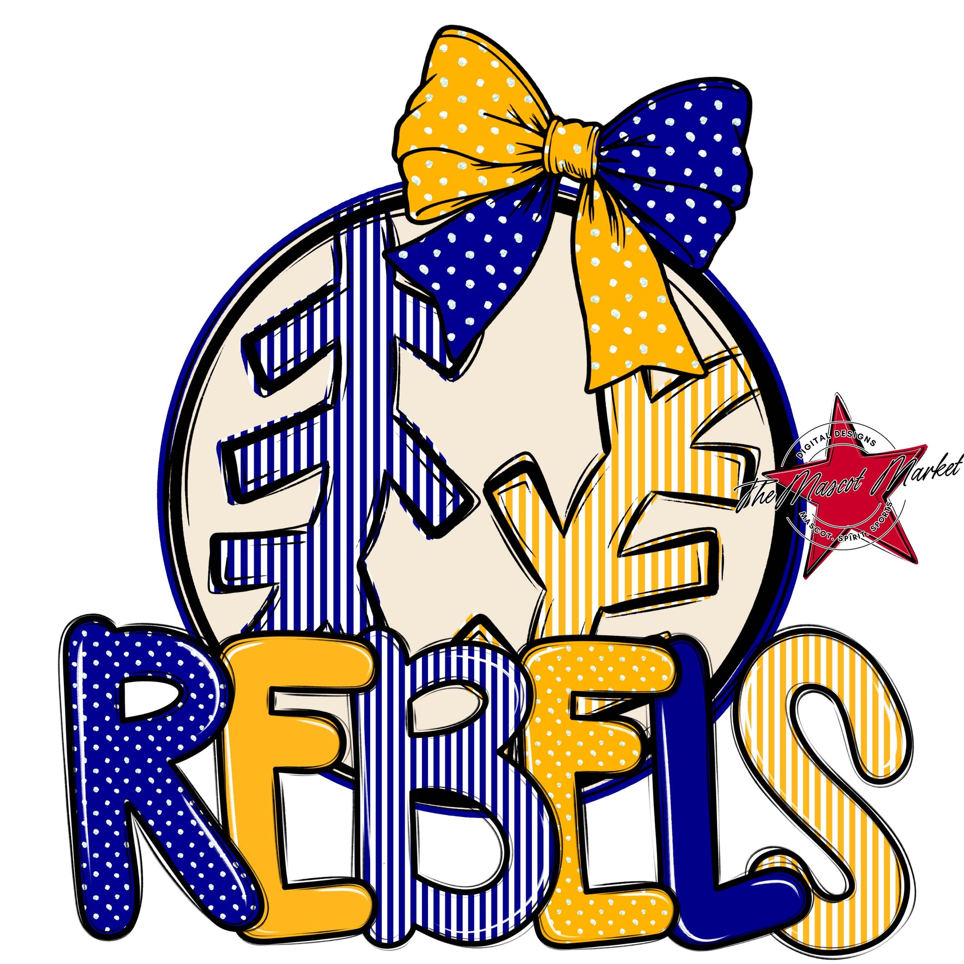 Rebels Baseball-Softball Spirit Design-Blue & Yellow