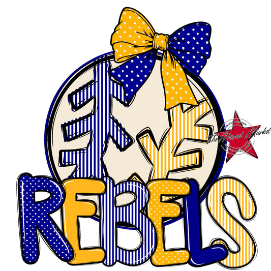 Rebels Baseball-Softball Spirit Design-Blue & Yellow