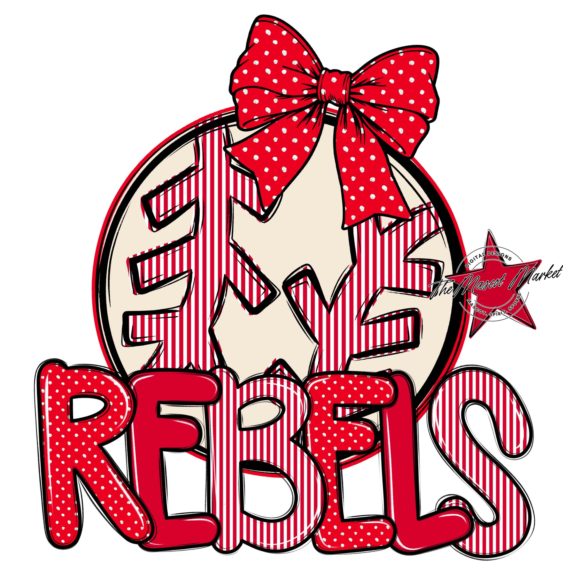 Rebels Baseball-Softball Spirit Design-Red