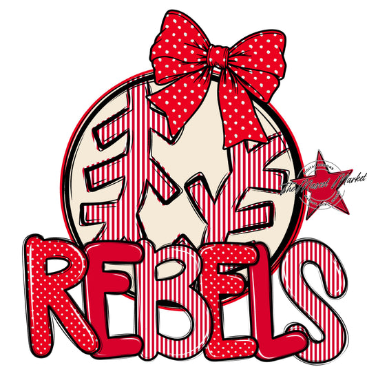 Rebels Baseball-Softball Spirit Design-Red
