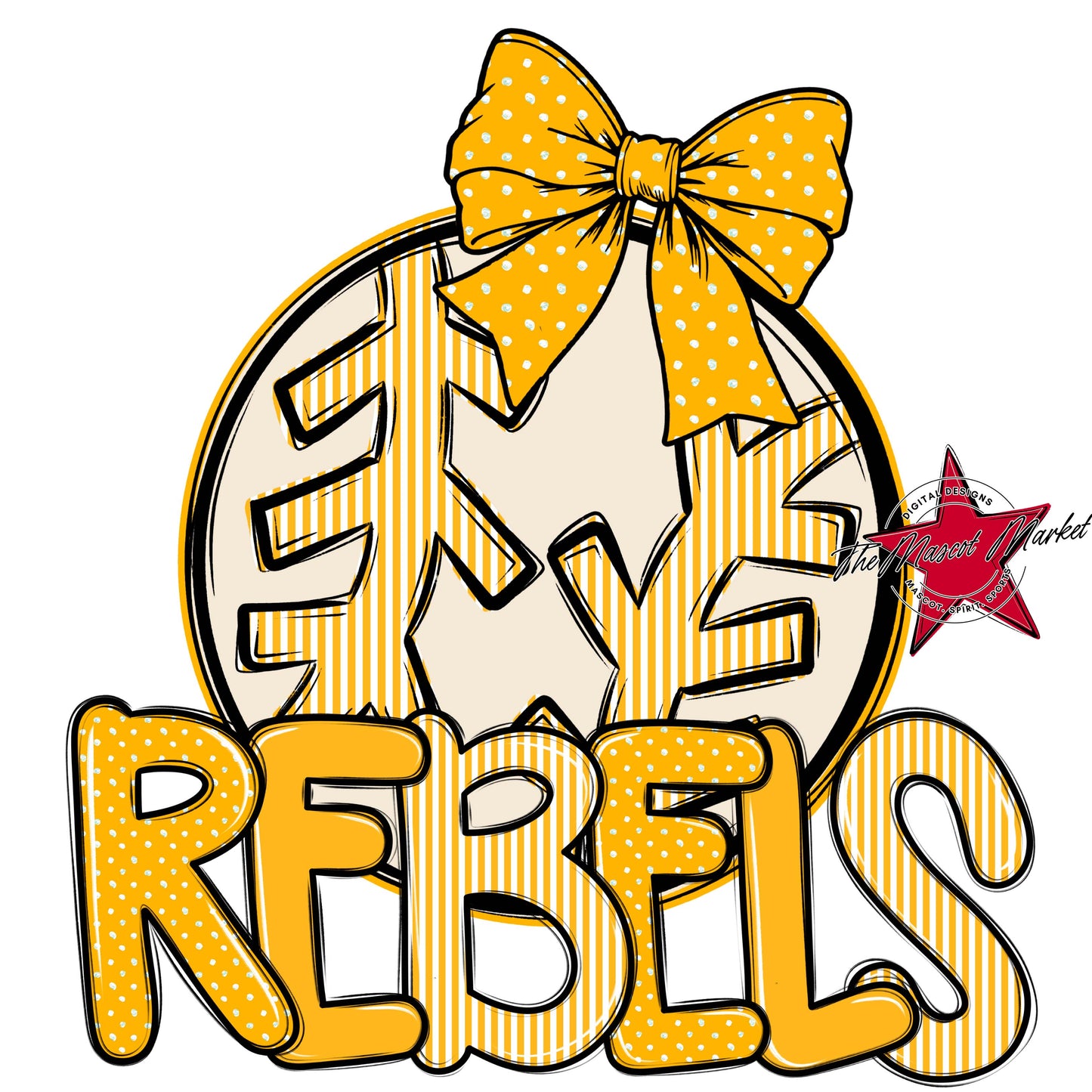 Rebels Baseball-Softball Spirit Design-Yellow