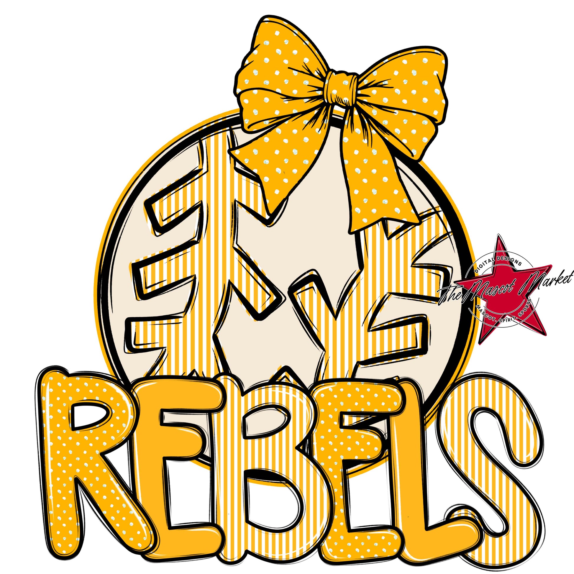 Rebels Baseball-Softball Spirit Design-Yellow