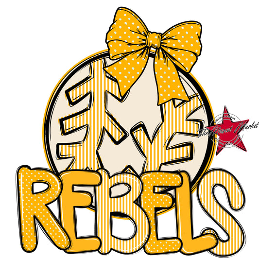 Rebels Baseball-Softball Spirit Design-Yellow