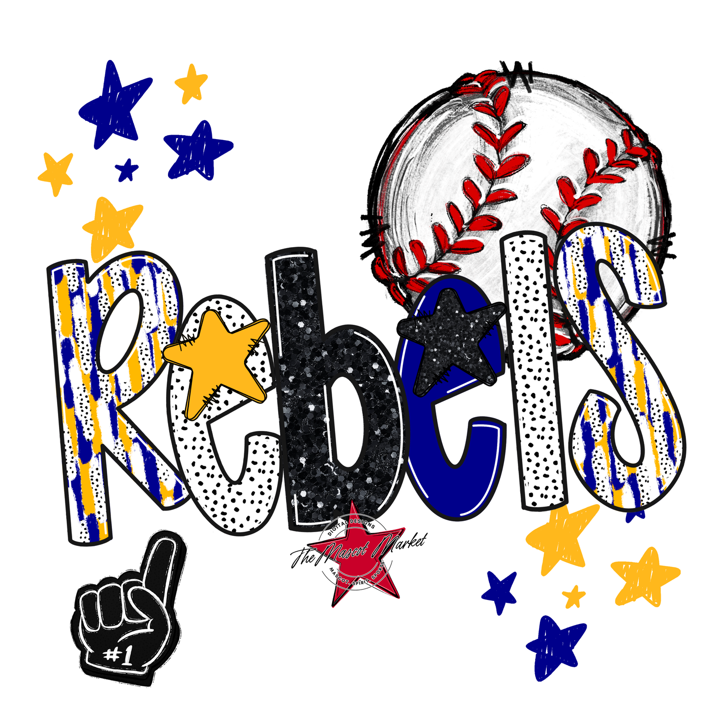 Rebels Baseball Scrape-Blue-Yellow