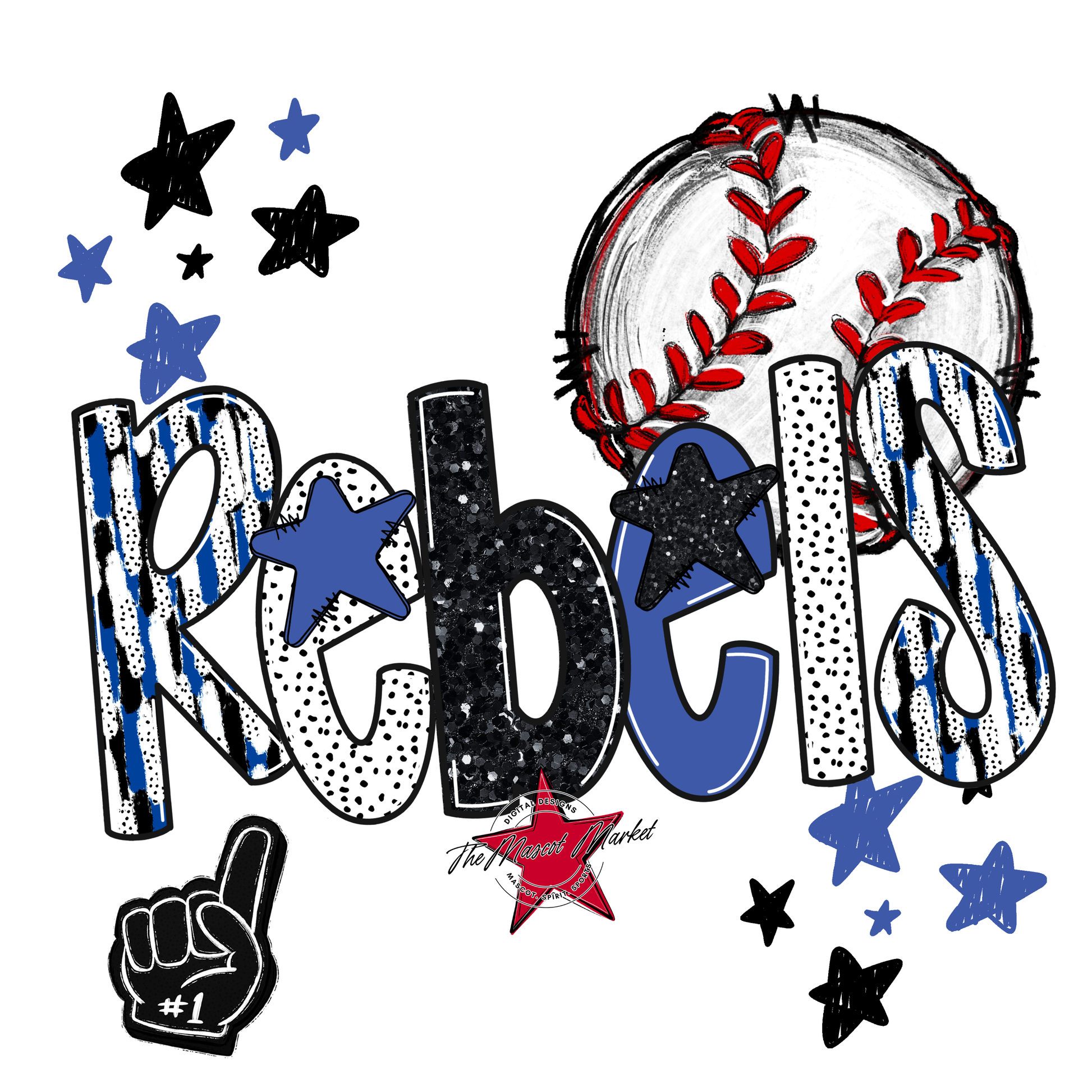 Rebels Baseball Scrape-Off Blue