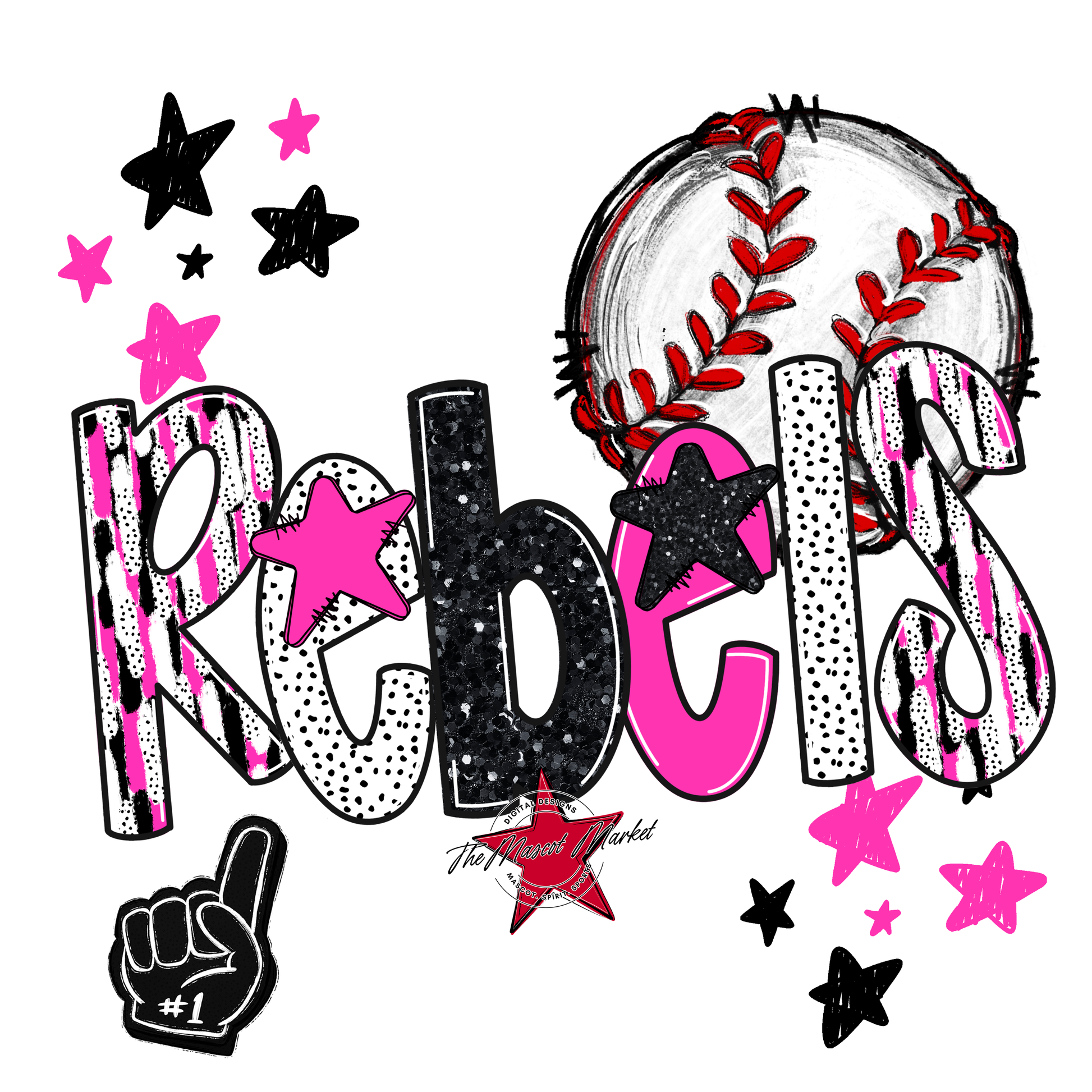 Rebels Baseball Scrape-Pink