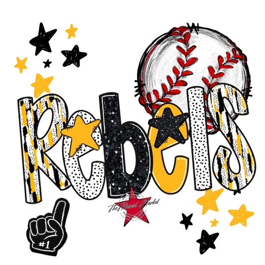 Rebels Baseball Scrape-Yellow