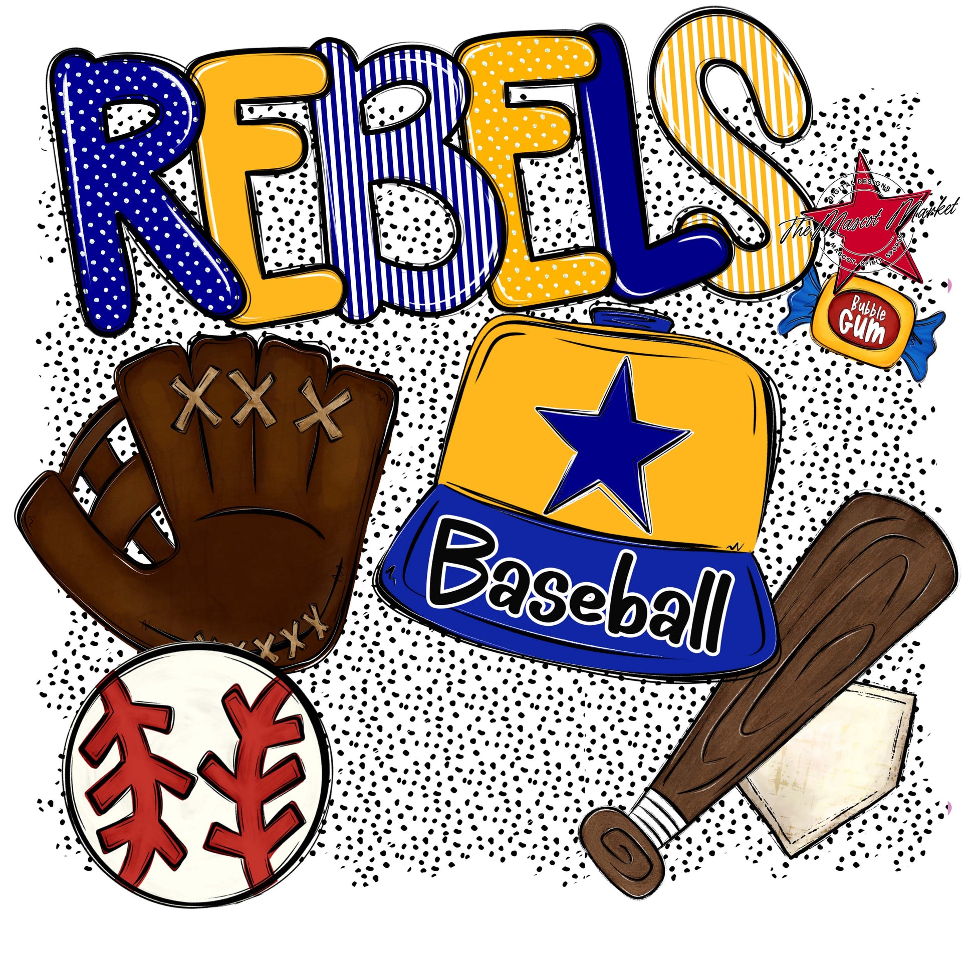 Rebels Baseball Spirit-Blue & Yellow