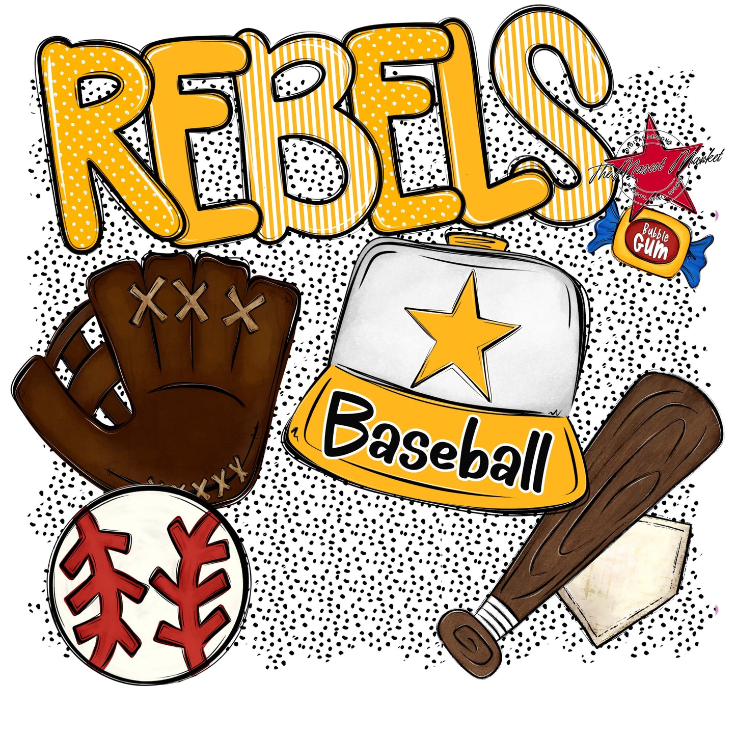 Rebels Baseball Spirit-Yellow
