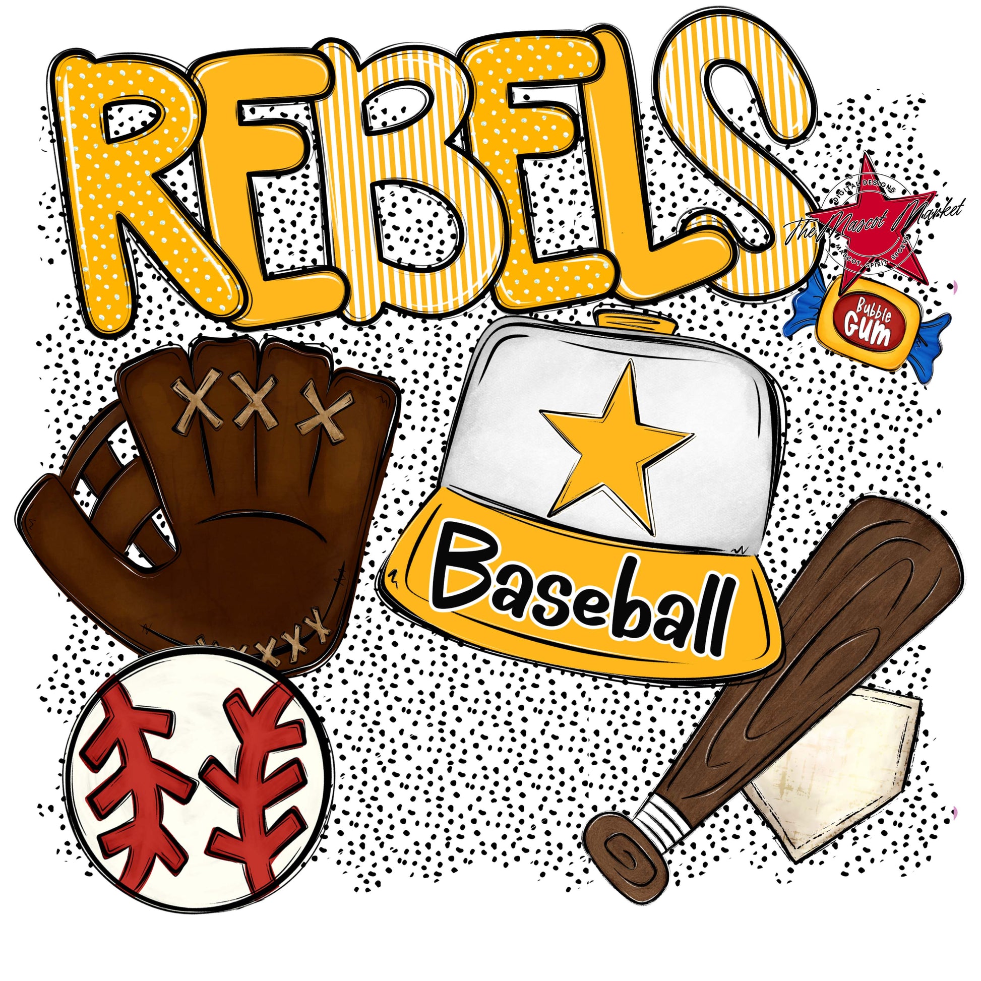 Rebels Baseball Spirit-Yellow
