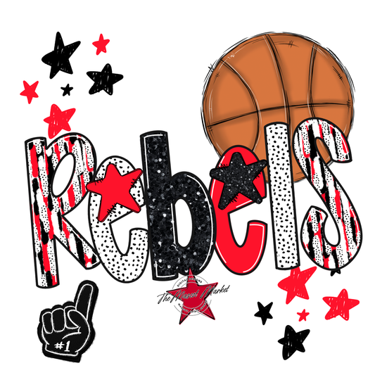 Rebels Basketball Scrape-Bright Red