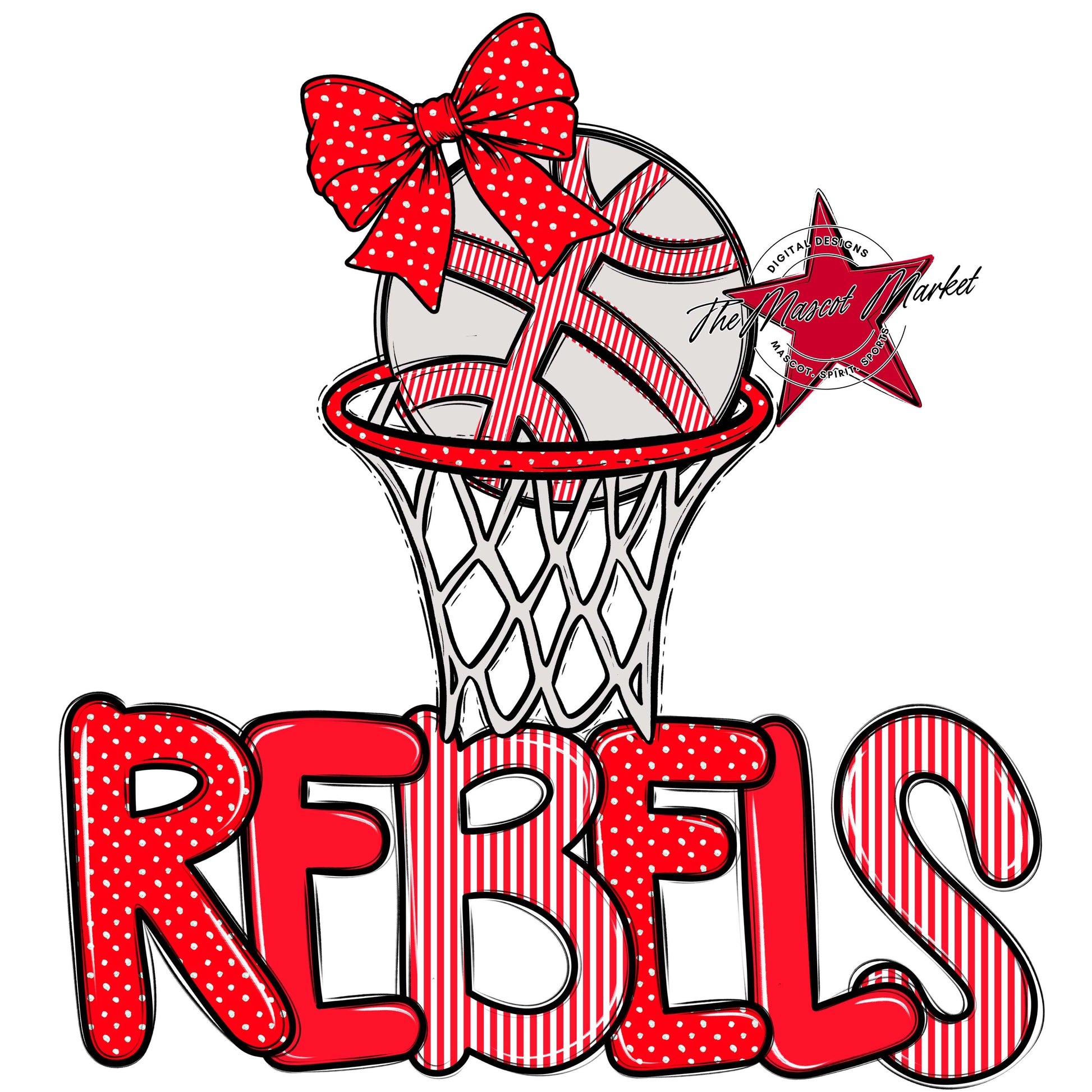 Rebels Basketball Spirit Design-Bright Red