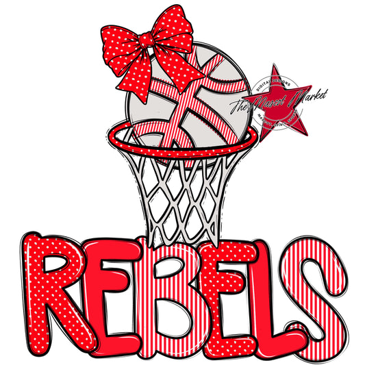 Rebels Basketball Spirit Design-Bright Red